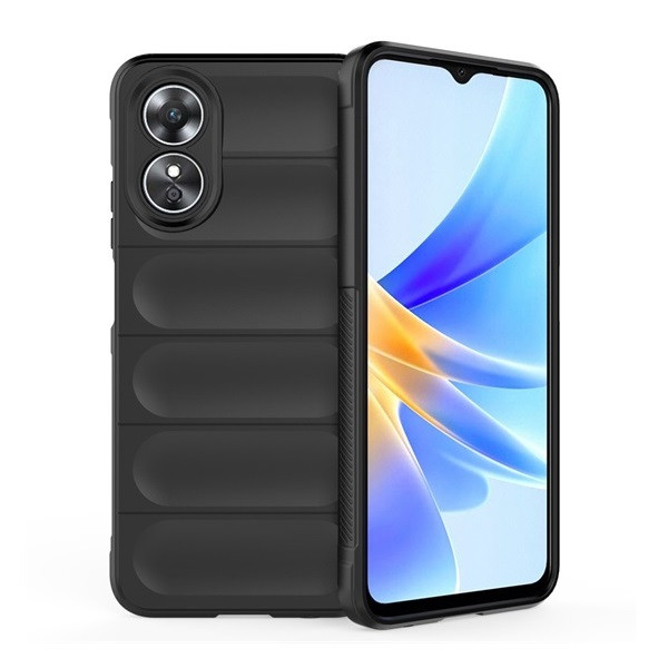 Oppo A17, Szilikon tok, közepesen ütésálló, 3D minta, fekete akciós termékkép 1
