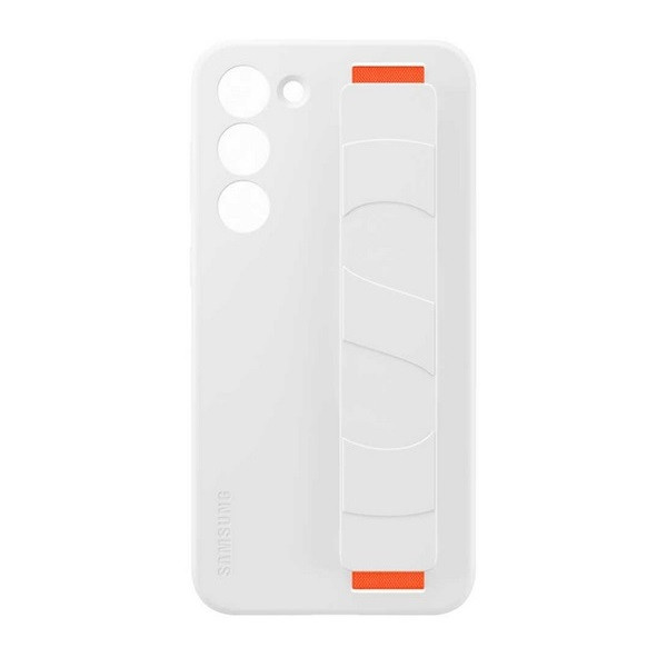 Samsung Galaxy S23 SM-S911, Szilikon tok, matt, beépített szíj, fehér, gyári akciós termékkép 1