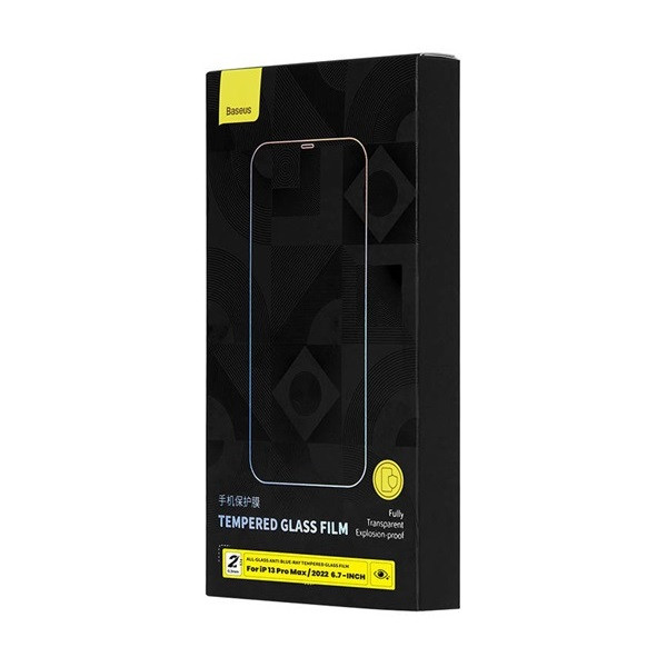 Apple iPhone 12 Pro Max, Kijelzővédő, ütésálló fólia (az íves részre NEM hajlik rá!), Tempered Glass (edzett üveg), Full Glue, Baseus Crystal, Clear, 2 db / csomag akciós termékkép 1