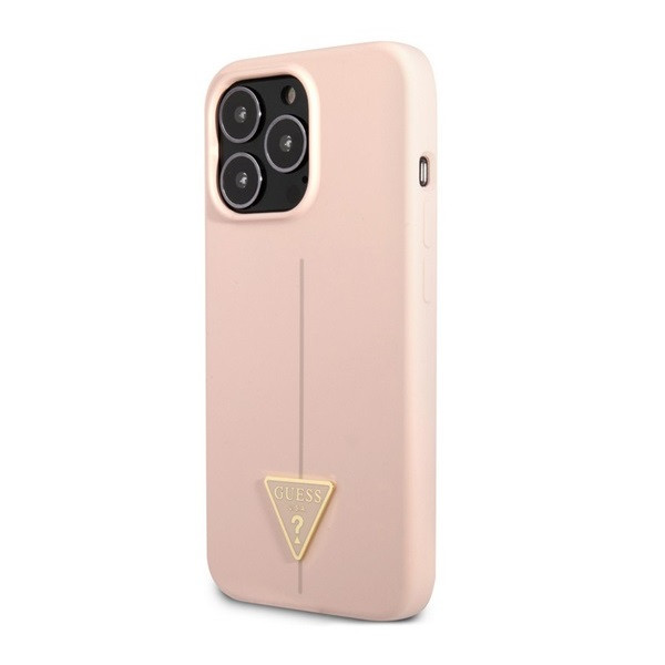 Apple iPhone 13 Pro, Szilikon tok, matt, Guess Metal Triangle Tone Logo, rózsaszín akciós termékkép 1