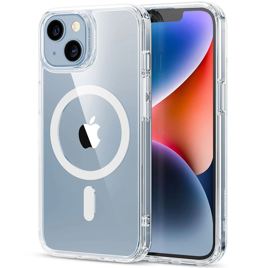 Apple iPhone 13 / 14, Szilikon tok, közepesen ütésálló, légpárnás sarok, Magsafe kompatibilis, ESR Classic Hybrid HaloLock, átlátszó akciós termékkép 1