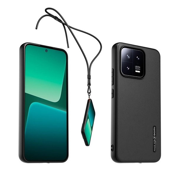 Xiaomi 13, Szilikon tok, ultravékony, kéz- nyakpánttal, fekete, gyári akciós termékkép 1