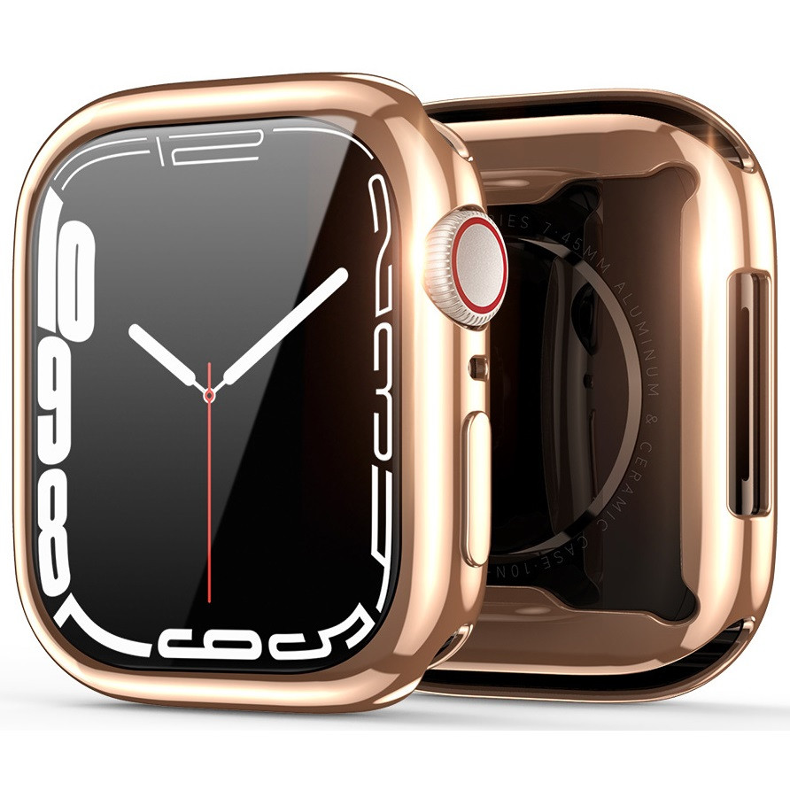 Apple Watch 7 (41mm), Szilikon védőkeret, közepesen ütésálló, szíj nélkül, Dux Ducis Samo, vörösarany akciós termékkép 1