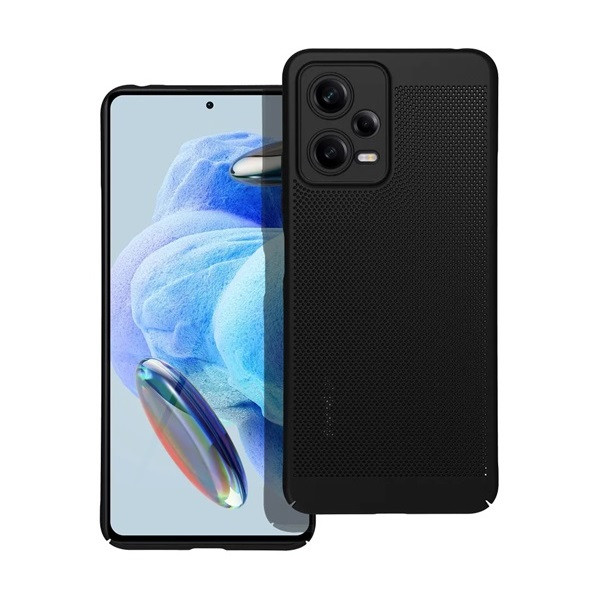 Xiaomi Redmi Note 12 5G / Poco X5 5G, Műanyag hátlap védőtok, légáteresztő, lyukacsos minta, Breezy, fekete akciós termékkép 1