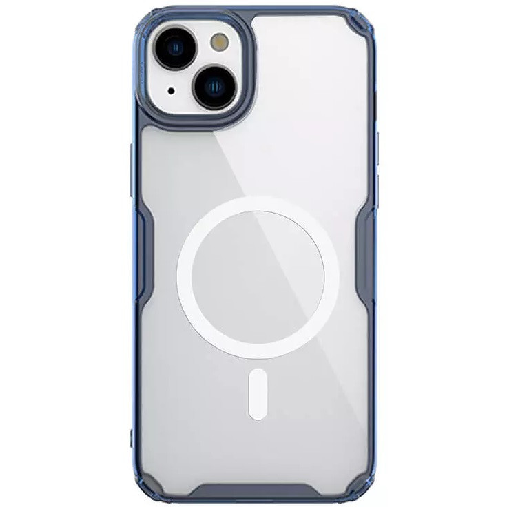 Apple iPhone 15, Szilikon tok, műanyag hátlap, ultravékony, Magsafe töltővel kompatibilis, Nillkin Nature Pro Magnetic, kék akciós termékkép 1