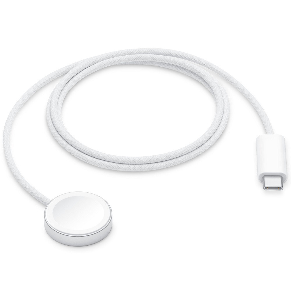 Apple Watch töltő, USB Type-C kábellel, 100 cm, mágneses, cipőfűző minta, Apple, fehér, gyári akciós termékkép 1