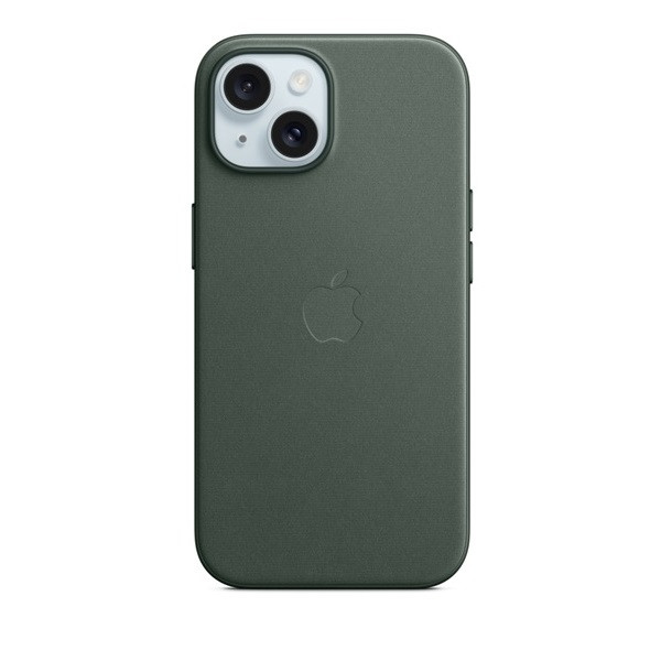 Apple iPhone 15 Plus, Szilikon keret + újrahasznosított szövet hátlap, Magsafe kompatibilis, FineWoven, zöld, gyári akciós termékkép 1