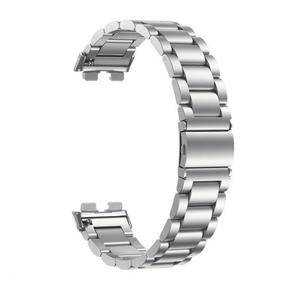 Huawei Band 8 / 9 / 10, fém pótszíj, vékony, rozsdamentes acél, pillangó csattal, ezüst akciós termékkép 1