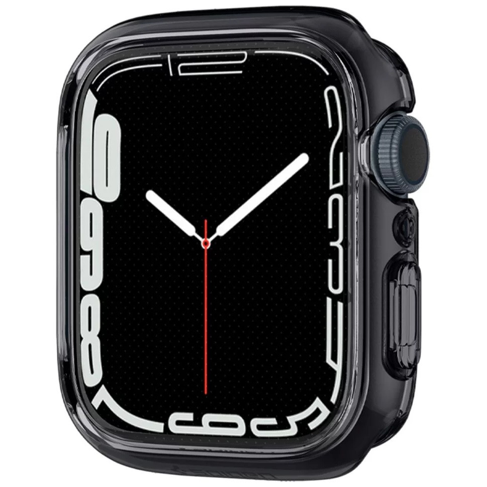 Apple Watch 7-9 (41 mm), Szilikon védőkeret, ütésálló, szíj nélkül, Spigen Ultra Hybrid, átlátszó/szürke akciós termékkép 1