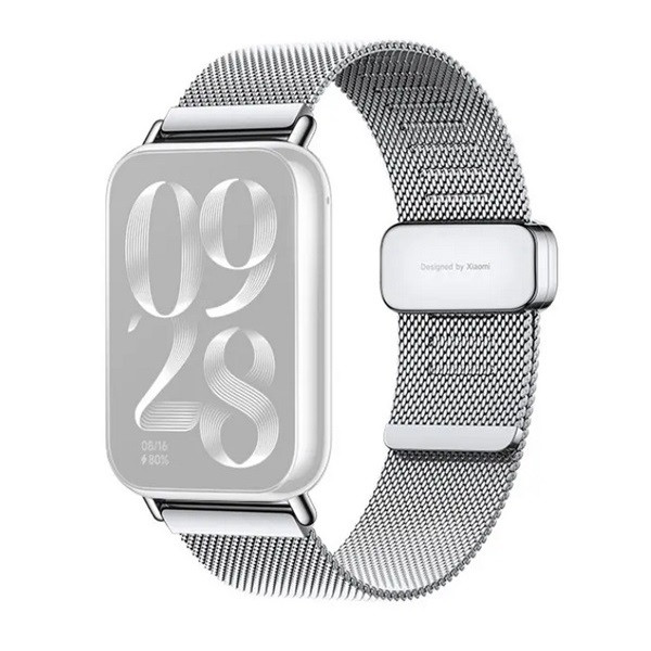Xiaomi Mi Smart Band 8 Pro / Redmi Watch 4, fém pótszíj, mágneses zár, milánói stílus, Xiaomi Milanese Quick Release, ezüst, gyári akciós termékkép 1