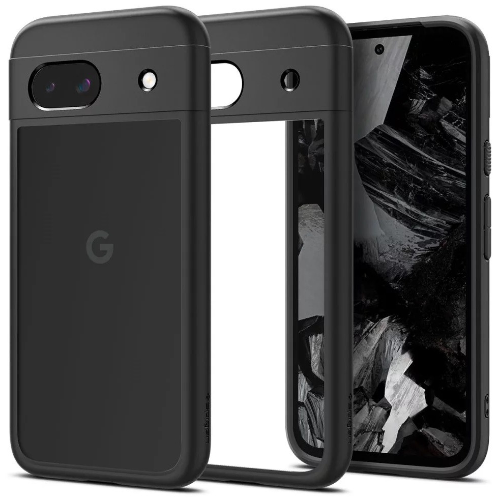 Google Pixel 8a, Műanyag hátlap védőtok + szilikon keret, Spigen Ultra Hybrid, átlátszó/fekete akciós termékkép 1