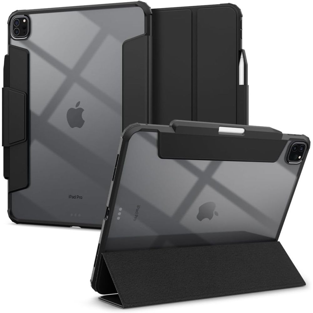 Apple iPad Pro 13 (2024), mappa tok, légpárnás sarok, közepesen ütésálló, Apple Pencil tartóval, Smart Case, Spigen Ultra Hybrid Pro, átlátszó/fekete akciós termékkép 1