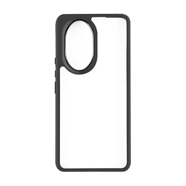 Huawei Honor 200 Pro, Műanyag hátlap védőtok + szilikon keret, közepesen ütésálló, átlátszó hátlap, fekete akciós termékkép 1