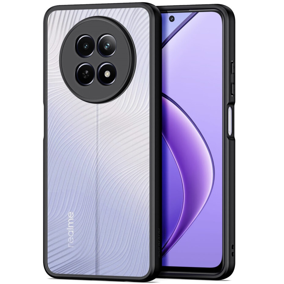 Realme 12x, Műanyag hátlap védőtok + szilikon keret, hullám minta, Dux Ducis Aimo, áttetsző/fekete akciós termékkép 1