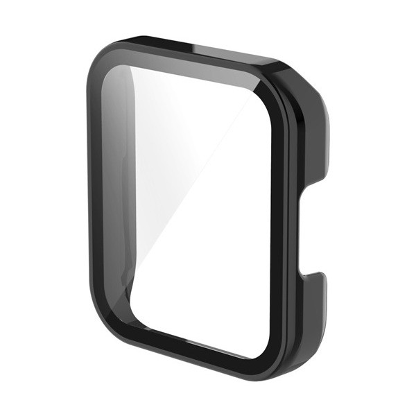 Xiaomi Redmi Watch 2 Lite, Műanyag védőkeret, kijelzővédő üveggel, közepesen ütésálló, szíj nélkül, fekete akciós termékkép 1