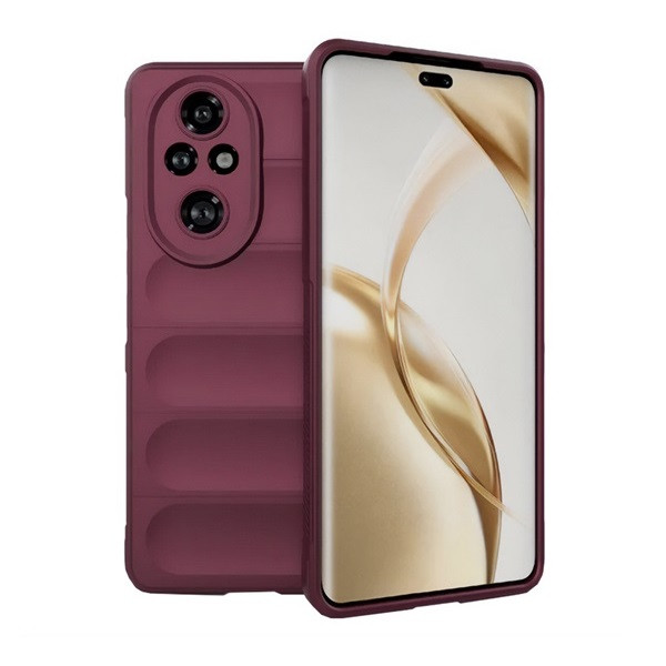 Huawei Honor 200 Pro, Szilikon tok, közepesen ütésálló, 3D minta, bordó akciós termékkép 1