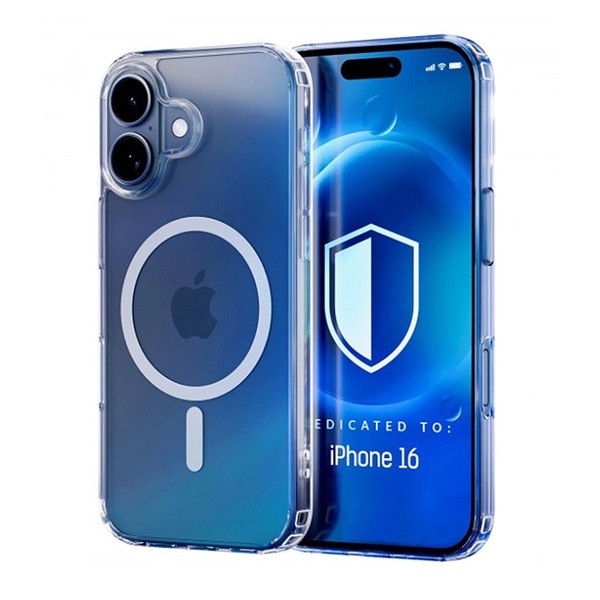 Apple iPhone 16, Szilikon tok, közepesen ütésálló, légpárnás sarok, Magsafe kompatibilis, átlátszó