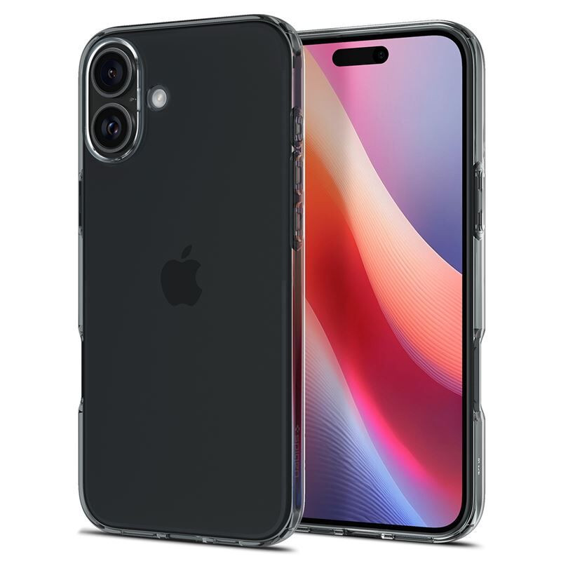 Apple iPhone 16, Szilikon tok, Spigen Crystal Flex, átlátszó/sötétszürke akciós termékkép 1