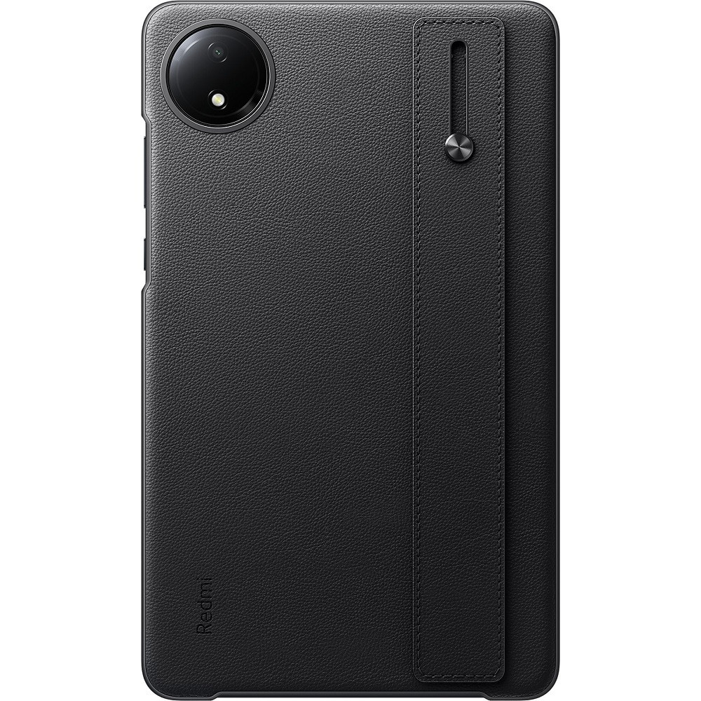 Xiaomi Redmi Pad SE (8.7), Műanyag hátlap védőtok, bőrrel bevont hátlap, mikroszálas belső, kitámasztóval, kézpánt, fekete, gyári akciós termékkép 1