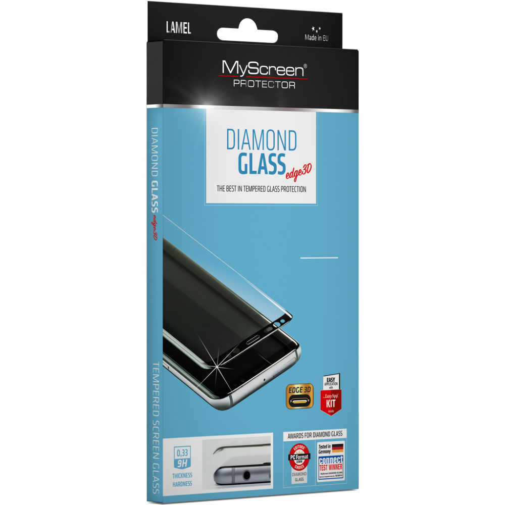 Vivo V40, Kijelzővédő fólia, ütésálló fólia (az íves részre is!), MyScreen Protector, Diamond Glass (Edzett gyémántüveg), 3D Full Cover, fekete akciós termékkép 1