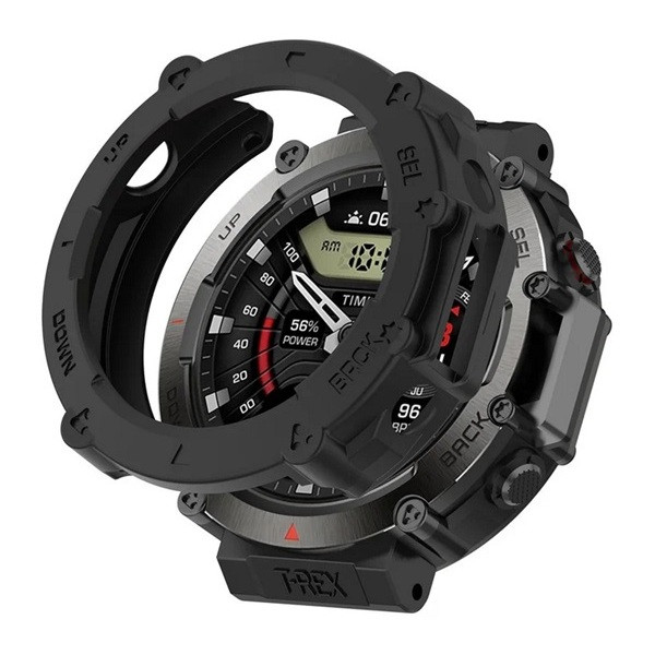 Amazfit T-Rex Ultra, Szilikon védőkeret, közepesen ütésálló, szíj nélkül, fekete akciós termékkép 1