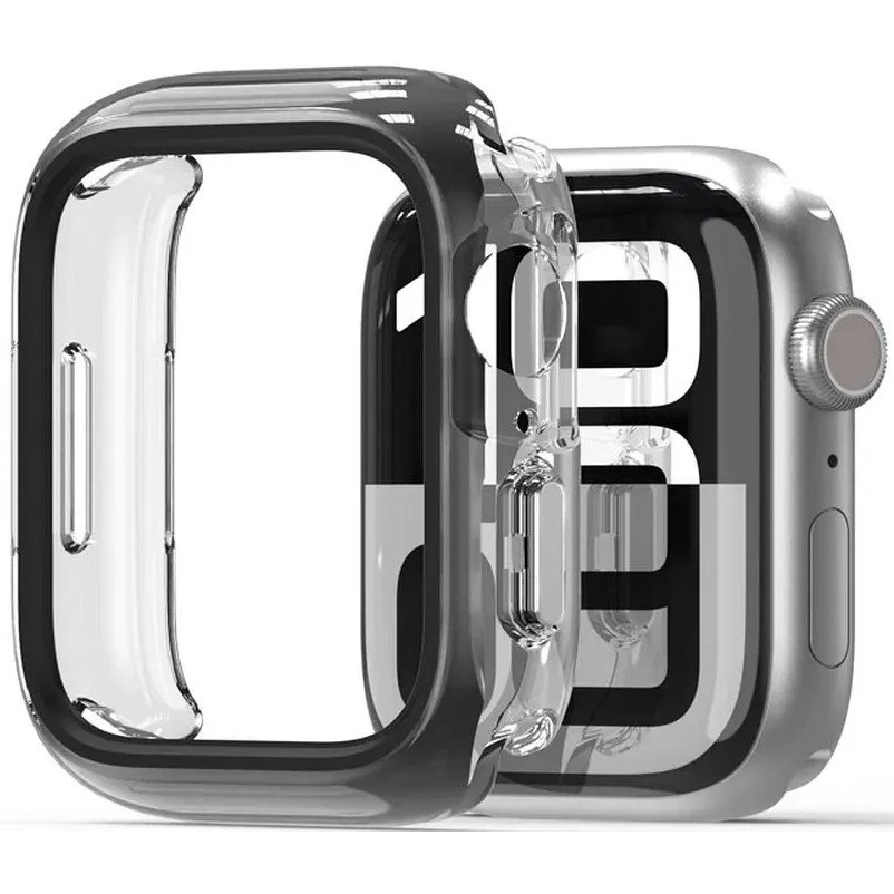 Apple Watch 10 (42 mm), Műanyag + szilikon védőkeret, szíj nélkül, közepesen ütésálló, Dux Ducis Camo, átlátszó/fekete akciós termékkép 1