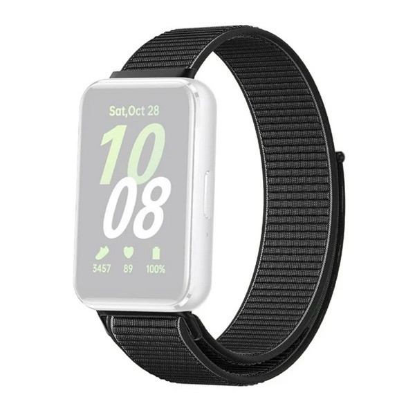 Samsung Galaxy Fit3 SM-R390, textíl pótszíj, nylon, tépőzáras, állítható, légáteresztő, fekete akciós termékkép 1