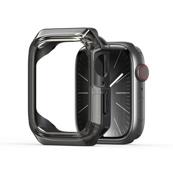 Apple Watch 10 (46 mm), Műanyag + szilikon védőkeret, szíj nélkül, közepesen ütésálló, Dux Ducis Tamo, átlátszó/fekete akciós termékkép 1