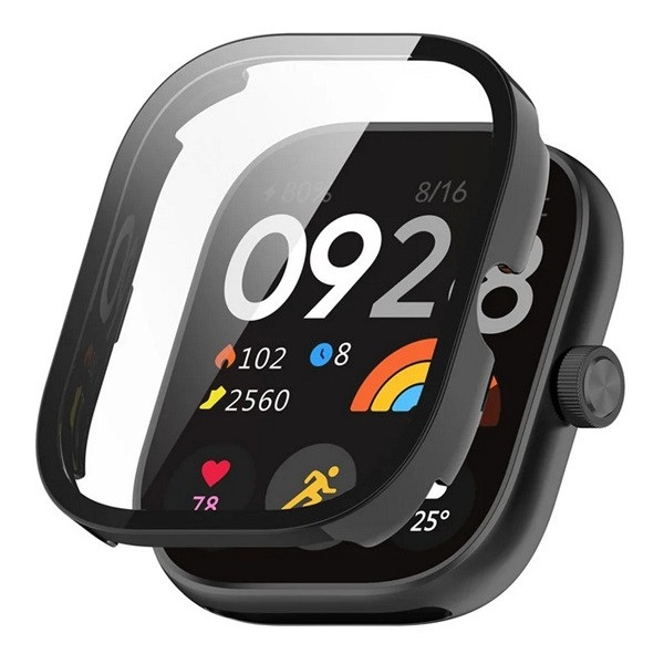 Xiaomi Redmi Watch 5, Műanyag védőkeret, kijelzővédő üveggel, közepesen ütésálló, szíj nélkül, fekete akciós termékkép 1