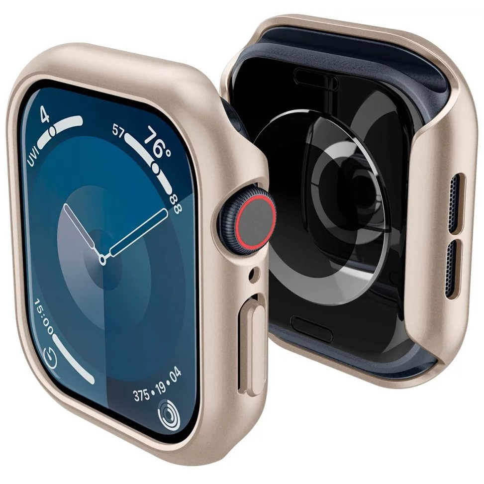Apple Watch 10 (42 mm), Műanyag védőkeret, szíj nélkül, Spigen Thin Fit, arany akciós termékkép 1