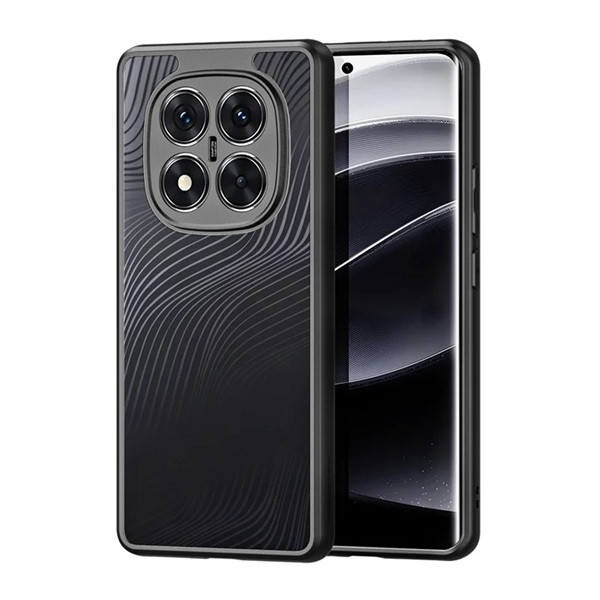 Xiaomi Redmi Note 14 Pro Plus 5G (Global), Műanyag hátlap védőtok + szilikon keret, hullám minta, Dux Ducis Aimo, áttetsző/fekete akciós termékkép 1