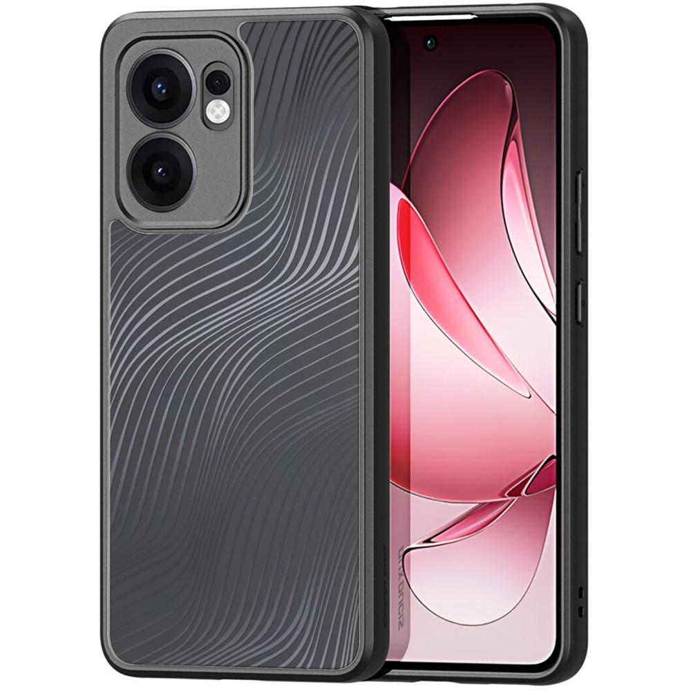 Oppo Reno13 F 4G / Reno13 F 5G, Műanyag hátlap védőtok + szilikon keret, hullám minta, Dux Ducis Aimo, áttetsző/fekete akciós termékkép 1