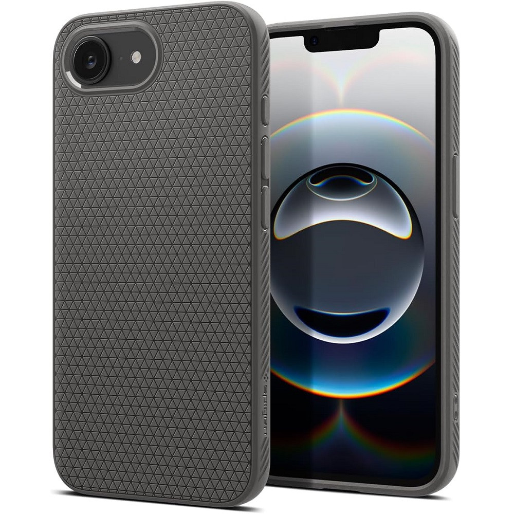 Apple iPhone 16e, Szilikon tok, Spigen Liquid Air, háromszög minta, szürke akciós termékkép 1