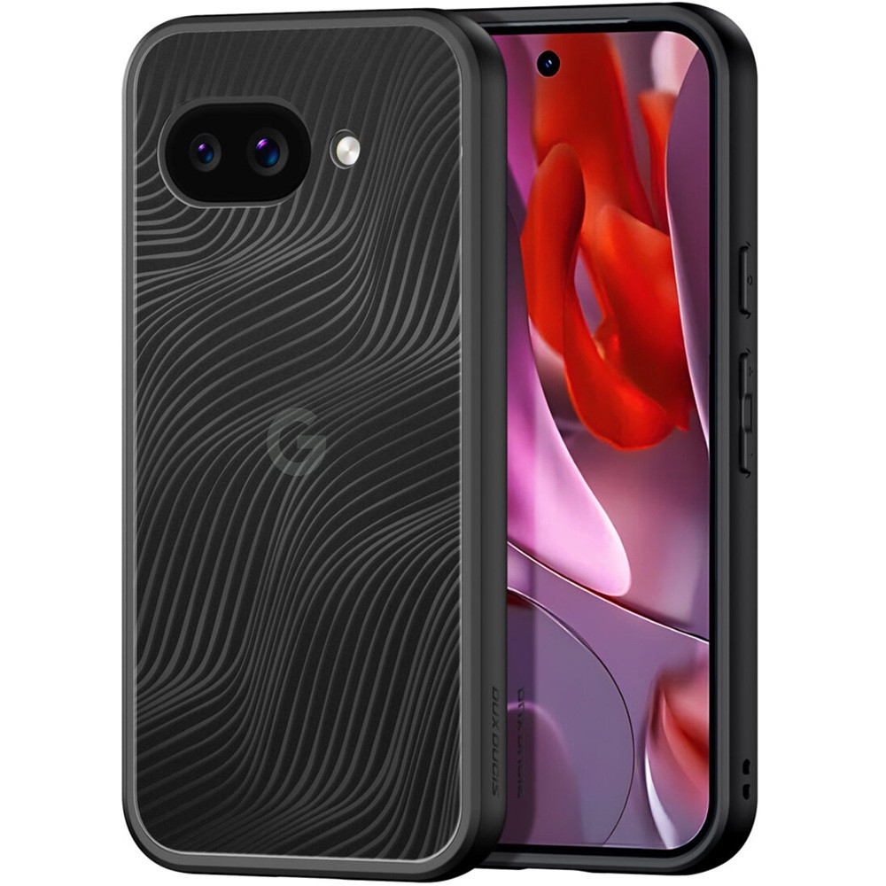 Google Pixel 9a, Műanyag hátlap védőtok + szilikon keret, hullám minta, Dux Ducis Aimo, áttetsző/fekete akciós termékkép 1