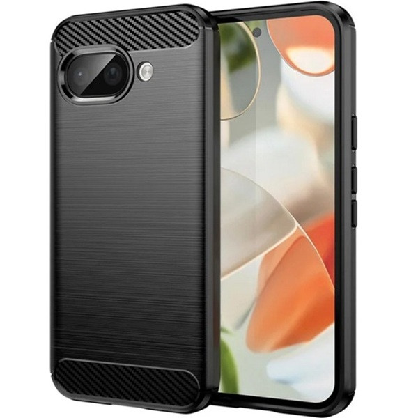 Google Pixel 9a, közepesen ütésálló, szálcsiszolt, karbon minta, fekete akciós termékkép 1