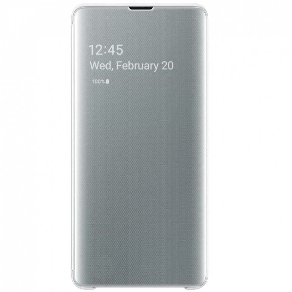 Samsung Galaxy S10e SM-G970, Oldalra nyíló tok, hívás mutatóval, Clear View Cover, fehér, gyári akciós termékkép 1