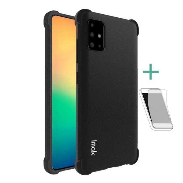 Samsung Galaxy A51 SM-A515F, Szilikon tok, közepesen ütésálló, légpárnás sarok, IMAK, fekete akciós termékkép 1