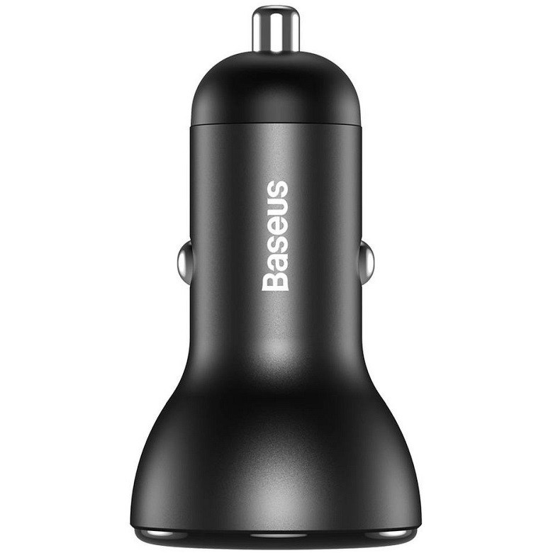 Autós töltő, Szivargyújtós töltő, 24W, 2 x USB aljzat, gyorstöltés, LED kijelzővel, Baseus CCBX-0G, szürke akciós termékkép 1