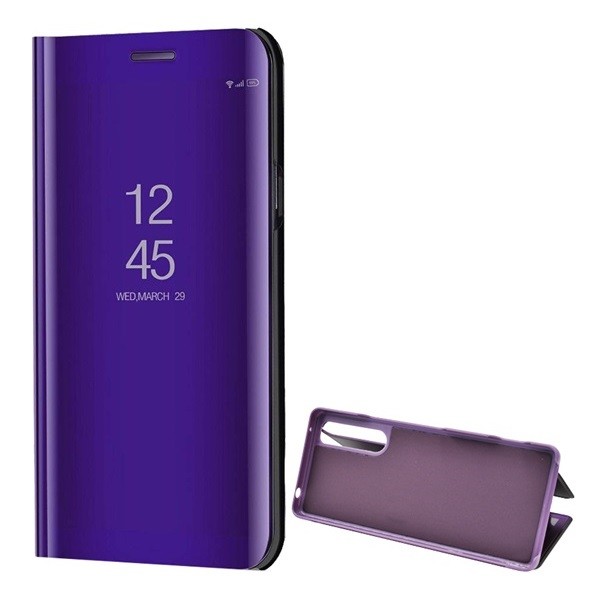 Sony Xperia 1 II, Oldalra nyíló tok, hívás mutatóval, Smart View Cover, lila (utángyártott) akciós termékkép 1