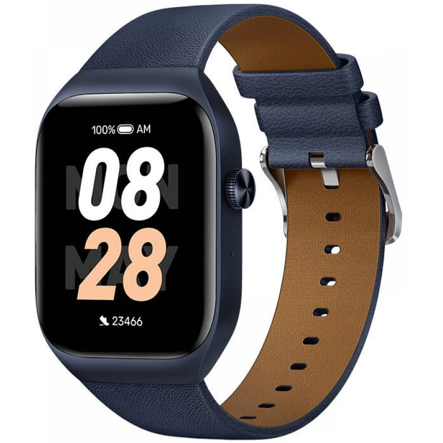 Bluetooth okosóra, szilikon szíj, fémház, v5.3, AMOLED kijelző, aktivitás és egészség mérő, vízálló, Mibro Watch T2, sötétkék, gyári akciós termékkép 1