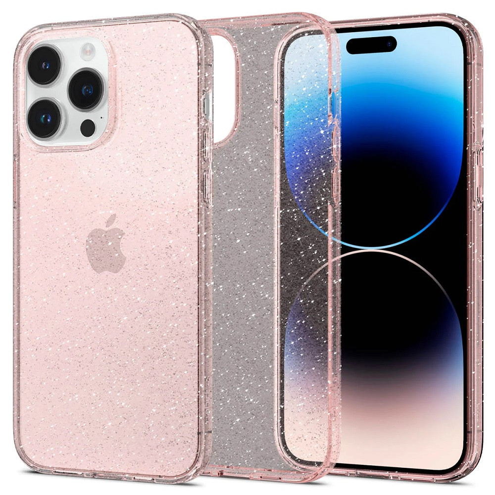 Apple iPhone 14 Pro, Szilikon tok, Spigen Liquid Crystal Glitter, átlátszó/vörösarany akciós termékkép 1