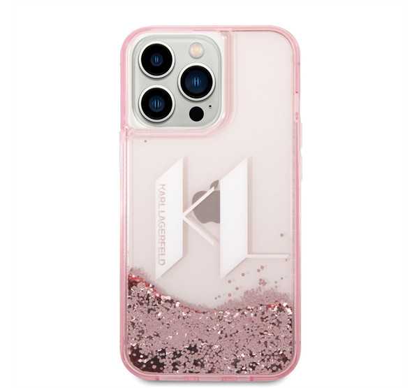 Karl Lagerfeld Liquid Glitter Big KL Apple iPhone 14 Pro hátlap tok, rózsaszín akciós termékkép 1