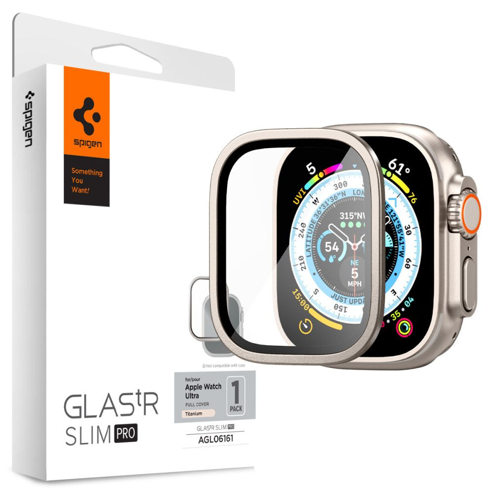 Folie pentru Apple Watch Ultra Ultra 2 - Spigen Glas.tR Slim Pro - Titanium