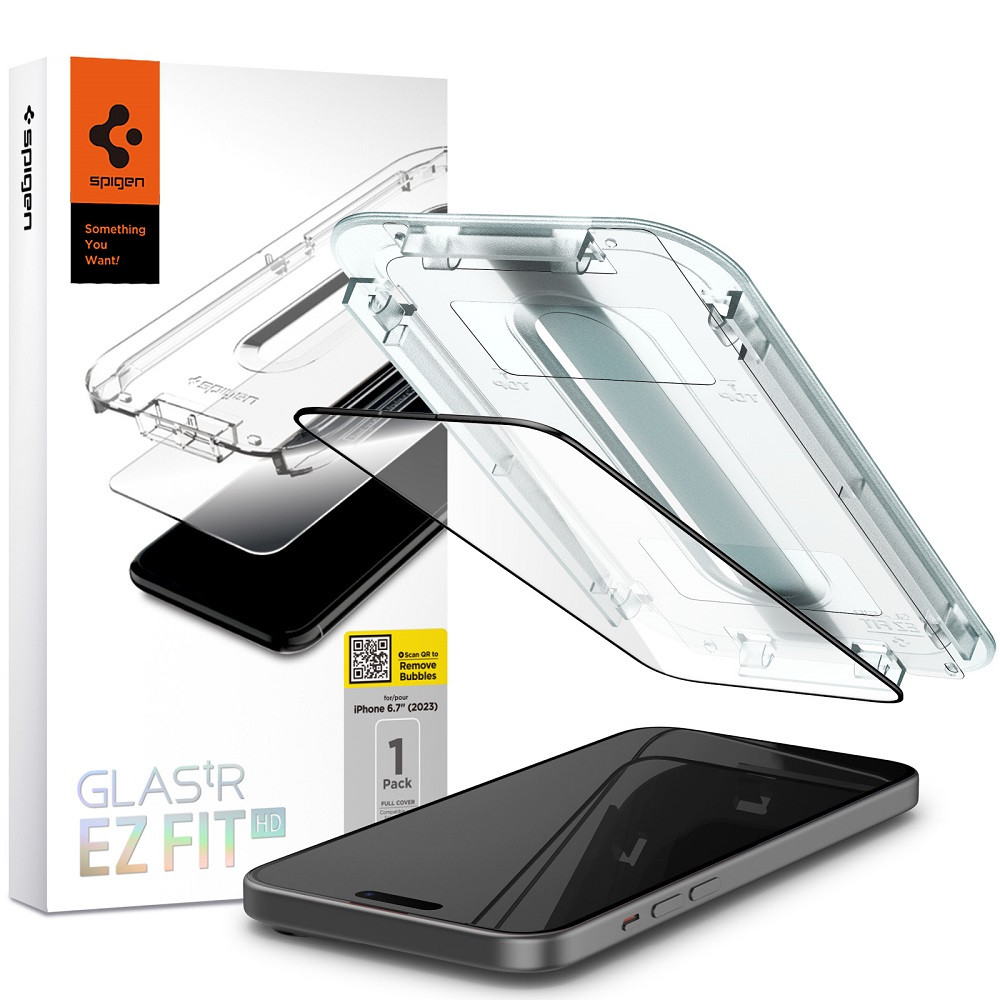 Spigen Glas.tR EZ-FIT ochranné sklo na - iPhone 15 Plus - Čierna