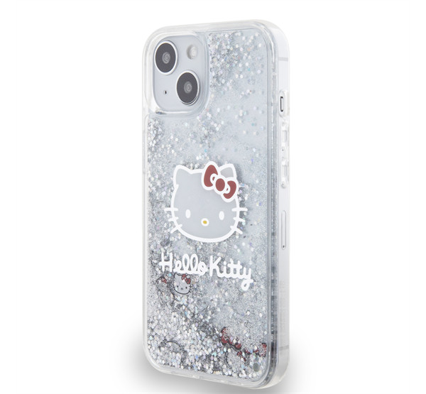 Hello Kitty Liquid Glitter Electroplating Head Logo Apple Iphone 13 hátlap tok, átlátszó akciós termékkép 1