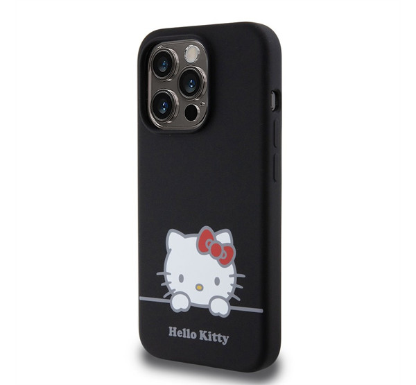 Hello Kitty Liquid Silicone Daydreaming Logo Apple Iphone 15 Pro hátlap tok, fekete akciós termékkép 1