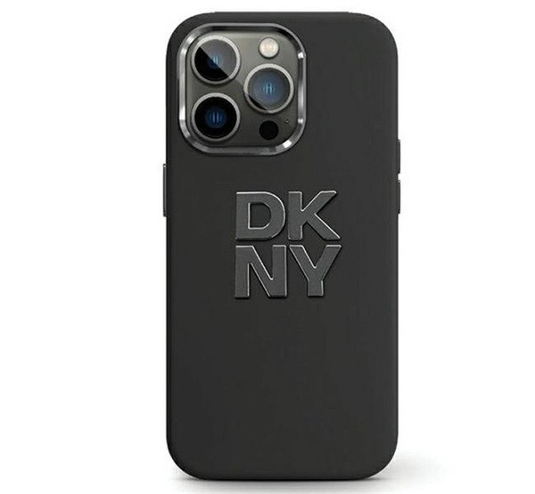 DKNY Liquid Silicone Metal Logo Apple iPhone 15 Pro Max hátlap tok, fekete akciós termékkép 1