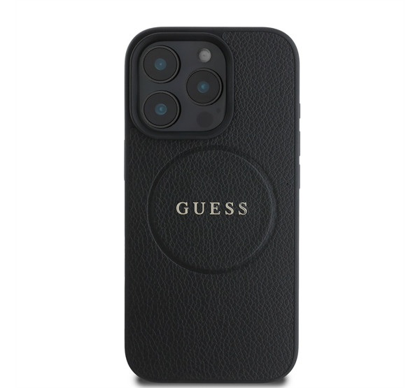 Guess PU Grained Classic Logo MagSafe Apple iPhone 16 Pro MagSafe kompatibilis hátlap tok, fekete akciós termékkép 1