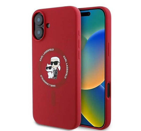 Karl Lagerfeld Silicone KC Heads Ring Apple iPhone 16 Plus hátlap tok, piros akciós termékkép 1