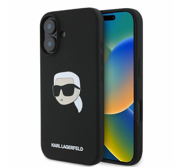 Karl Lagerfeld Liquid Silicone Karl Head MagSafe Apple iPhone 16 hátlap tok, fekete akciós termékkép 1